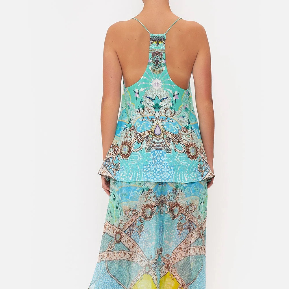 CAMILLA “Turn Back Time” silk embellished t back boho camisole tank top XS - Picture 5 of 13